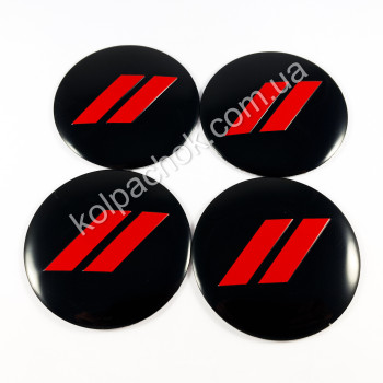 Наклейки для ковпачків на диски Dodge Khaos Motorsports чорні/червоний лого (56мм)