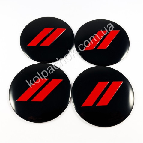 Наклейки для ковпачків на диски Dodge Khaos Motorsports чорні/червоний лого (56мм)