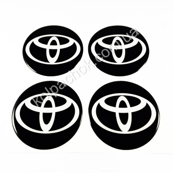 Наклейки для колпачков на диски Toyota черные/белый лого (70мм) Наклейки для колпачков на диски Toyota черные/белый лого (70мм)