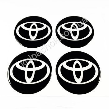 Наклейки для колпачков на диски Toyota черные/белый лого (70мм) Наклейки для колпачков на диски Toyota черные/белый лого (70мм)