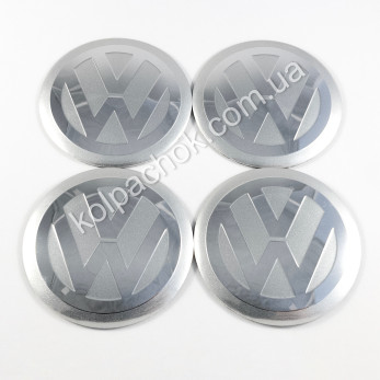 Наклейки для ковпачків на диски VolksWagen сірі (65мм)