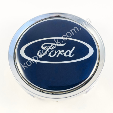 Ковпачок на диски Ford хром/синій лого (74мм)