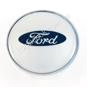 Ковпачок на диски Ford срібло/синій лого (65-68мм) Ковпачок на диски Ford срібло/синій лого (65-68мм)