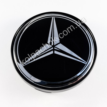 Колпачок на диски Mercedes-Benz черный/хром лого (60мм) Колпачок на диски Mercedes-Benz черный/хром лого (60мм)