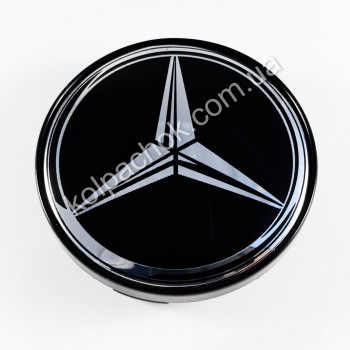 Ковпачок на диски Mercedes-Benz чорний/хром лого (60мм) Ковпачок на диски Mercedes-Benz чорний/хром лого (60мм)