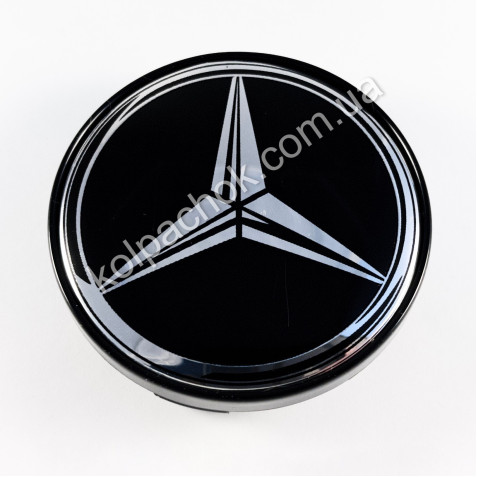 Ковпачок на диски Mercedes-Benz чорний/хром лого (60мм)