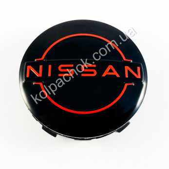 Ковпачок на диски Nissan чорний/червоний лого (56мм)