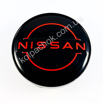 Колпачок на диски Nissan черный/красный лого (60мм) Колпачок на диски Nissan черный/красный лого (60мм)