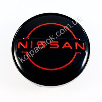 Колпачок на диски Nissan черный/красный лого (60мм) Колпачок на диски Nissan черный/красный лого (60мм)