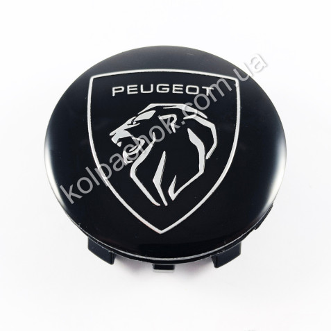 Колпачок на диски Peugeot черный/хром лого нов. обр. (56мм)