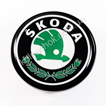 Колпачок на диски Skoda зеленый лого (48-53мм)