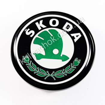 Ковпачок на диски Skoda зелений лого (48-53мм) Ковпачок на диски Skoda зелений лого (48-53мм)
