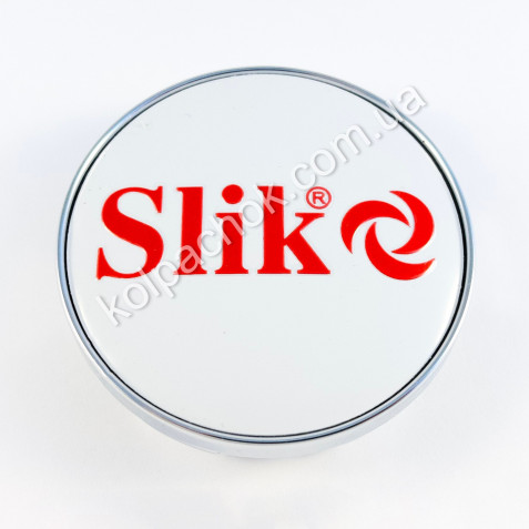 Ковпачок на диски Slik білий/червоний лого (60мм)