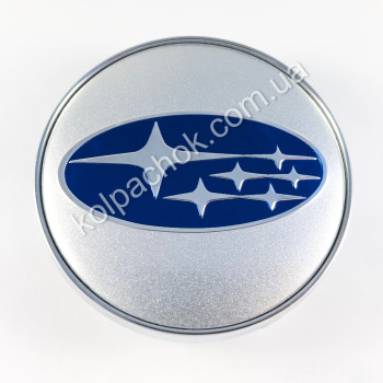 Ковпачок на диски Subaru срібло/синій лого (60мм) Ковпачок на диски Subaru срібло/синій лого (60мм)