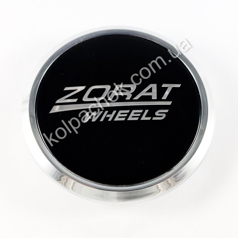 Ковпачок на диски Zorat Wheels хром/чорний лого 462K67 (58-67мм)