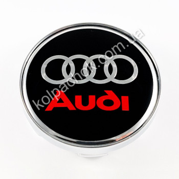 Ковпачок на диски Audi чорний/червоний лого 8W0601170/4M0601170 (61мм)