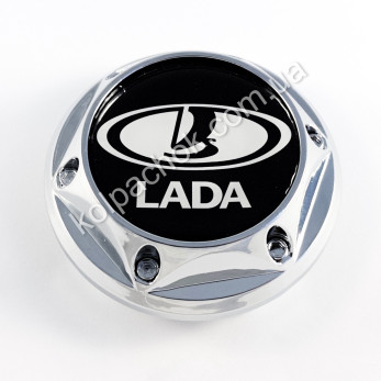 Ковпачок на диски Lada конус/болти/чорний лого (62-67мм)