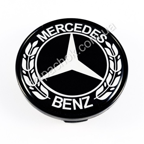 Колпачок на диски Mercedes-Benz черный/белый лого (48-53мм)