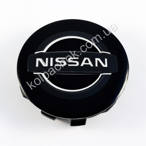 Колпачок на диски Nissan черный/белый лого нов. обр. (56мм)