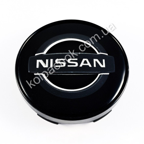 Колпачок на диски Nissan черный/белый лого нов. обр. (60мм)