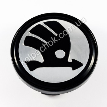 Ковпачок Skoda для Audi дисків хром/чорний лого 8W0601170/4M0601170 (61мм)