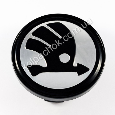 Ковпачок Skoda для Audi дисків хром/чорний лого 8W0601170/4M0601170 (61мм)
