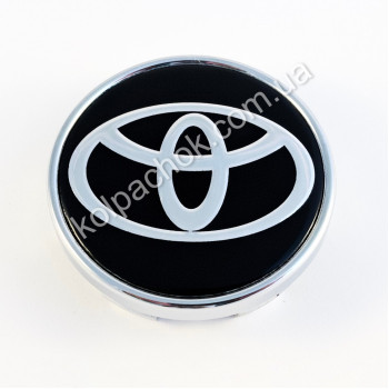 Ковпачок на диски Toyota чорний/хром лого (53мм)
