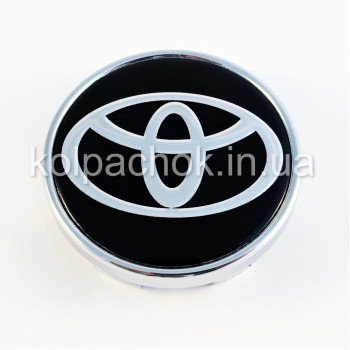 Колпачок на диски Toyota черный/хром лого (53мм)