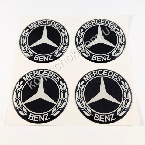Наклейки для колпачков на диски Mercedes-Benz черные (44мм)