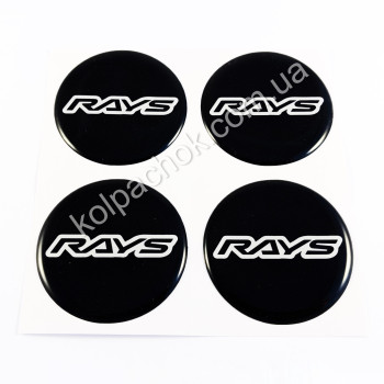 Наклейки для колпачков на диски Rays черные/белый лого (49мм) Наклейки для колпачков на диски Rays черные/белый лого (49мм)