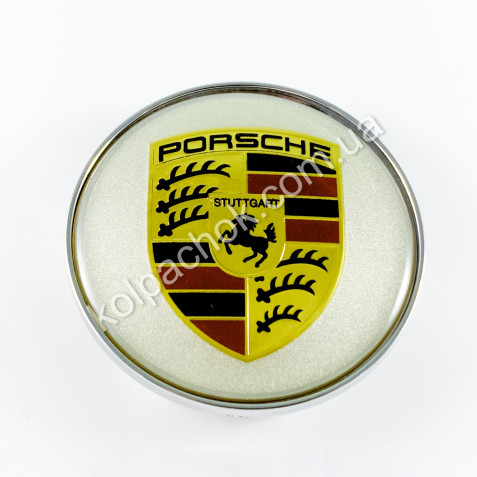 Ковпачок на диски Porsche срібло/кольоровий лого (62-68мм)