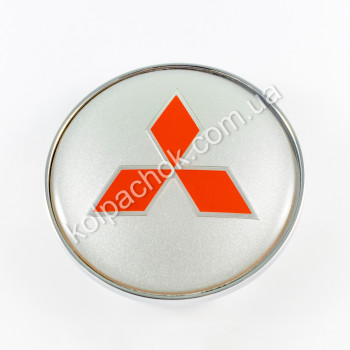 Ковпачок на диски Mitsubishi срібло/червоний лого (65-68мм) Ковпачок на диски Mitsubishi срібло/червоний лого (65-68мм)
