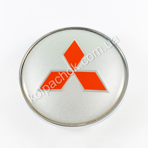 Ковпачок на диски Mitsubishi срібло/червоний лого (62-68мм)