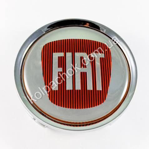 Ковпачок на диски Fiat срібло/червоний лого (74мм)