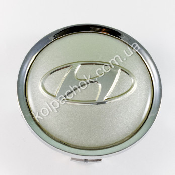 Колпачок на диски Hyundai серебро/хром лого (74мм)