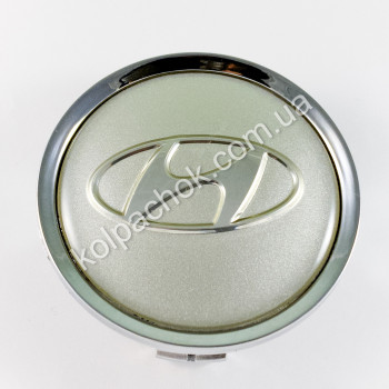 Колпачок на диски Hyundai серебро/хром лого (74мм) Колпачок на диски Hyundai серебро/хром лого (74мм)