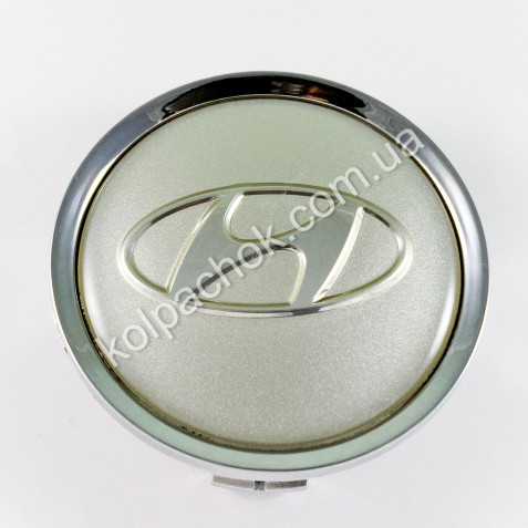 Колпачок на диски Hyundai серебро/хром лого (74мм)