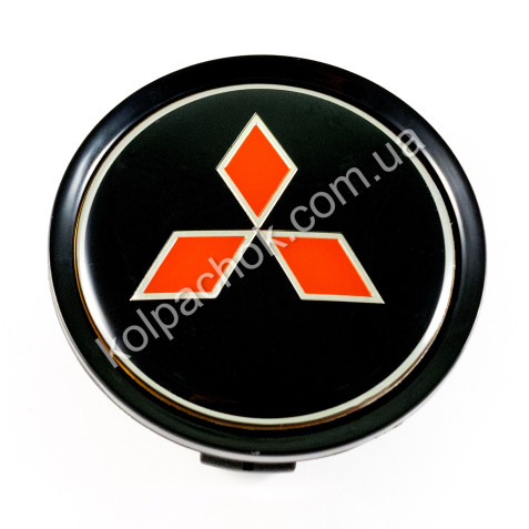 Ковпачок на диски Mitsubishi чорний/червоний лого (74мм)
