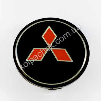 Колпачок на диски Mitsubishi черный/красный лого (65-68мм) Колпачок на диски Mitsubishi черный/красный лого (65-68мм)