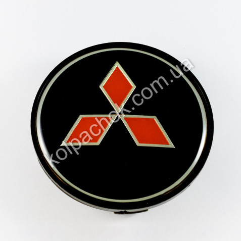 Ковпачок на диски Mitsubishi чорний/червоний лого (62-68мм)