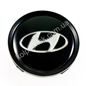 Ковпачок на диски Hyundai чорний/хром лого (74мм)