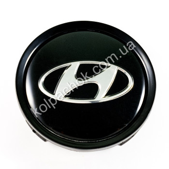 Ковпачок на диски Hyundai чорний/хром лого (74мм)