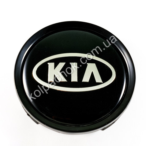 Ковпачок на диски KIA чорний/хром лого (74мм)