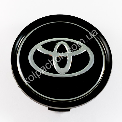 Ковпачок на диски Toyota чорний/хром лого (74мм)