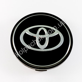 Колпачок на диски Toyota черный/хром лого (65-68мм)
