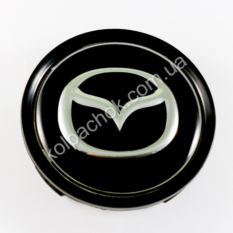 Колпачок на диски Mazda черный/хром лого (74мм)