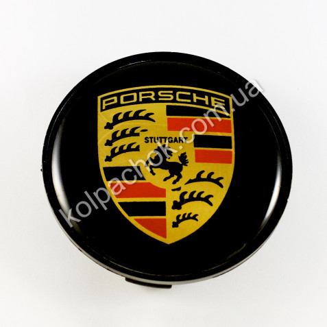Колпачок на диски Porsche черный/цветной лого (65-68мм)