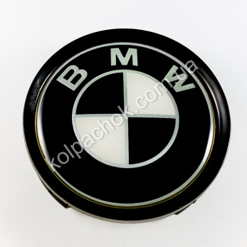Колпачок на диски BMW черно-белый (74мм)