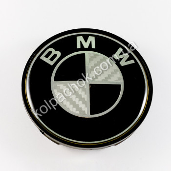 Колпачок на диски BMW черно-белый карбон (62-68мм) Колпачок на диски BMW черно-белый карбон (62-68мм)