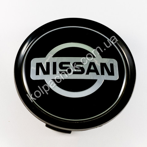Колпачок на диски Nissan черный/хром лого (74мм)